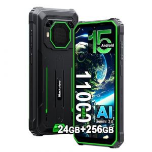 Blackview BV6200 Plus 24Go+256Go Telephone Portable Incassable, 11000mAh, Téléphone Débloqué, 16MP+13MP, 6.56" HD+ Smartphone Incassable Etanche, Dual 4G LTE/GPS/NFC/OTG Phones (Vert) (BINLEE LIMITED, neuf)