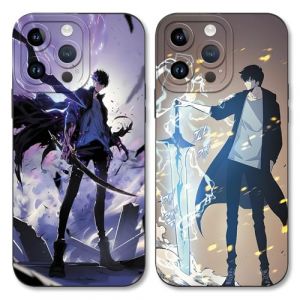 TBNMBGY 2 Pi&egrave;ces Manga Coque pour Huawei P30 Pro 6,47", &Eacute;tui avec Anime Sang Chaud Solo Leveling Arise Motif Housse de TPU Silicone Antichoc Protection Noir Cartoon Case, Mode (mingxingfushi, neuf)