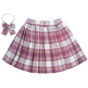 Maeau Jupe Plissée Écossaise Enfant Fille Jupe à Carreaux Courte Mini Kilt Tartan Jupe Évasée École de Ecoliere Patineuse Tennis Collège et Jupes-Shorts Coton Taille Elastique Rose 5-6 Ans 120 (YOUXINGEU (Livraison sous 5 à 12 jours）, neuf)