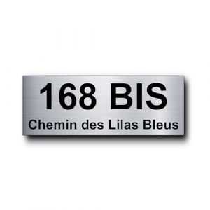 Plaque Boite aux Lettre Personnalisable - 12 Cm x 5 Cm - Num&eacute;ro de Maison et Adresse - Grav&eacute;e et Personnalis&eacute;e pour Plaque de Rue - Chiffre Maison - Ext&eacute;rieur - Autocollant (Argent Radial) (France-gravures, neuf)