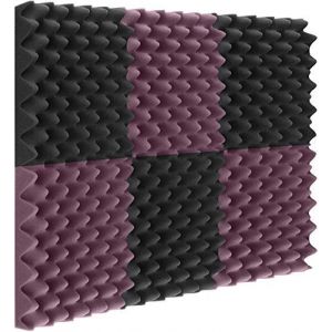 Lot de 24 panneaux acoustiques en mousse pour studio 30 x 30 x 2,5 cm (noir + violet) (kongfeng, neuf)