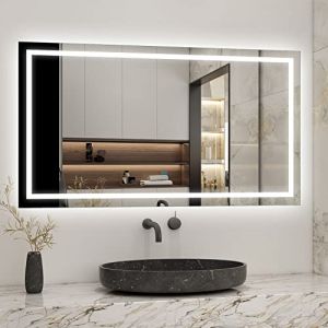 AICA Miroir Salle de Bain 140 x 80cm Anti-buée +dimmable + mémoire, Miroir Lumineux LED (AICA  Sanitaire, neuf)