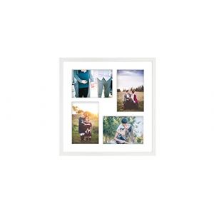 aFFa frames Tisar 34x34 cm Cadre photo en bois avec verre synth&eacute;tique incassable multi-vues Cadre Multi Photo avec Passe-Partout 4 ouvertures pour 4 images 10x15 cm Blanc (77) (aFFa frames, neuf)