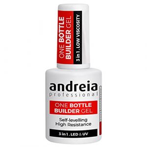 Andreia Gel Construction Ongles - Gel Triphasique UV & LED Professionnel 3-en-1 pour Renforcer l'Ongle ou l'Extension - Formule Basse Viscosité Auto-Égalisante - Bouteille 14ml - Couleur Blanc Clair (MinitBuy, neuf)