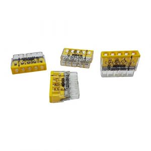 50 pièces Wago 2273-205 Boîte de jonction COMPACT Ø 0,5-2,5 mm², 5 pôles, transparent/jaune (Outlet4life, neuf)