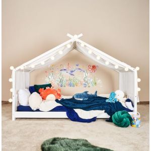 ALAVYA HOME® Ciel de lit Moon, 1 pièce, 360 cm, Pour chambre d'enfant, Lit d'enfant Montessori, 80 x 160 cm et lit de 90 x 200 cm, Blanc (Alavya Home, neuf)