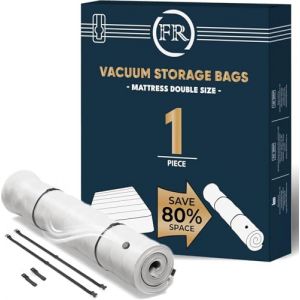 FiRiO Sac Sous Vide Matelas Jusqu'à 200x160cm (Taille du sachet : 240x200cm) I Sac Sous Vide XXL pour Matelas en Mousse, Gel et Latex I Mattress Vacuum Bag I 1x Sachet avec 2 Sangles de Serrage (RIC-TECH FRANCE, neuf)