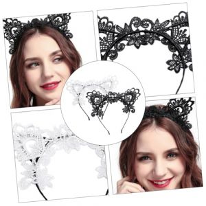 VALICLUD 2 pièces Bandeau Oreilles de Chat Dentelle Accessoire Décoratif et Fonctionnel Noir et Blanc pour Fêtes Photos et Usage (Cedongh, neuf)