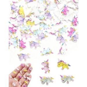 HUVZOR 100 mini figurines de chevaux arc-en-ciel en r&eacute;sine, chevaux arc-en-ciel en r&eacute;sine, accessoires pour poup&eacute;es miniatures DIY, cadeaux de No&euml;l parfaits pour la famille et les amis (Volumetech OU, neuf)