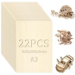XRXYMQ 22 Pièces Contreplaqué 420x300x3mm Balsa A3 Feuilles de Bois de Tilleul Planche en Bois Bricolage Brut pour Gravure Maquette Pyrogravure Plaque (yangmeiqiao, neuf)
