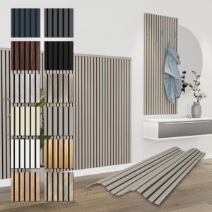 HEXIM Panneaux Acoustiques 138,5x60cm - Paroi à Lamelles Flexible Bois MDF Panneaux Muraux Revêtement à Lamelles Revêtement Mural (4 panneaux / 3,32 m² Sandgrey - APH02) (HEXIM, neuf)