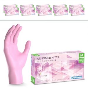 ARNOMED gants jetables rose, gants nitrile taille M, gant jetable 2000 pi&egrave;ces (20 bo&icirc;tes), gants en nitrile non poudr&eacute;s & sans latex, gants jetable cuisine, gants a usage unique en XS, S, M & L (arnowa, neuf)