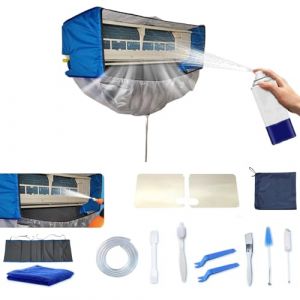 Kikepilm Kit De Nettoyage pour Climatiseur Split(Panneaux Latéraux Améliorés), avec Un Espace Supplémentaire Sac De Nettoyage pour Climatiseur Split(Bleu et Blanc, Petit, 14 pièces) (LDDAIR-GOAC, neuf)
