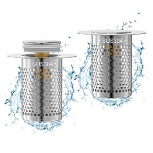 2 Pi&egrave;ces Bonde de Lavabo Universel Pop Up,Bonde de Lavabo Pop-Up avec Filtre Anti-Clogging,Flitre de Vidange Anti-Bloqu&eacute;,Bouchon Baignoire pour Lavabo Cuisine,Flitre Cheveux-Orifice e vidange 34-40mm (Drasohuija, neuf)