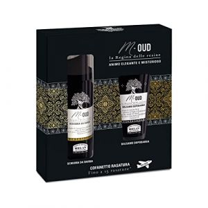 Helan, M Oud - Kit Rasage Homme avec Mousse a Raser 50 ml + Baume 20 ml - Coffret Barbe Homme avec Apres Rasage sans Alcool pour Soin Barbe Homme et Visage, Idéal comme Cadeau Homme Made in Italy (Helan Cosmesi di Laboratorio, neuf)