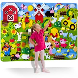 QUOKKA Tableau en Feutre Ferme pour Enfants de 3 à 5 Ans - Lot de 70 Planches en Feutre Double Epaisseur avec Grand Format 104x76 cm - Panneau d'Activités Mural en Feutre Durable pour Enfants 2 4 Ans (Adducate Inc., neuf)