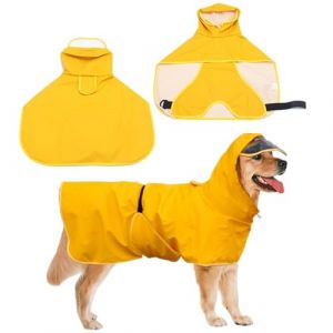 Esshogo Cape de pluie jaune imperméable pour chien, veste imperméable pour chien, imperméable pour chien, imperméable à l'eau, manteau imperméable pour chien, convient aux grands chiens, taille (Esshogo, neuf)