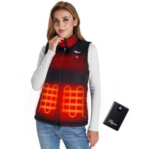 Telguua Gilet Chauffant avec Batterie Externe 12000mAh 5V, USB Rechargeable Gilet Chauffants pour Femme, 3 Temp&eacute;rature R&eacute;glable Heated Vest, Lavable en machine, Randonn&eacute;e en plein air, ski (HEXINLIAN, neuf)
