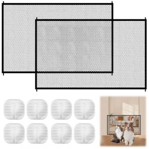 2 Pi&egrave;ces Barri&egrave;re de S&eacute;curit&eacute; pour B&eacute;b&eacute;s et Chiens, 110x72 cm Barriere Chien sans Percage, Barri&egrave;re en Maille pour Chien avec 8 Crochets, Barriere Escalier Chat pour Escaliers, Portes et Couloirs (mangteng, neuf)