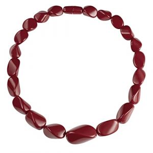 ZAVANA Gros Collier Fantaisie Rouge Bordeaux pour Femme, Plastron fait Main avec Maillons en Résine Torsadée, Bijoux Fantaisie (Anakao, neuf)