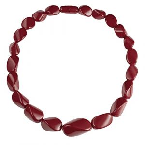 ZAVANA Gros Collier Fantaisie Rouge Bordeau pour Femme, Collier Plastron Bordeaux pour Femme fait Main, Collier Rouge Bordeaux Femme avec Maillons en Résine Torsadée, Bijoux Fantaisie pour Femme (Anakao, neuf)