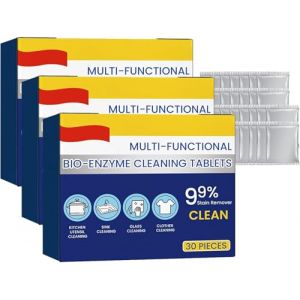 Lot de 3 boîtes de tablettes de nettoyage multifonctionnelles bio-enzymes - Tablettes de nettoyage multifonctions pour enlever les taches - Dissout rapidement les tablettes de nettoyage (SiChuanRiXingQianLiZhaoZiHao, neuf)