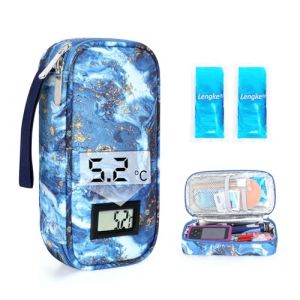 YOUSHARES Trousse Isotherme Insuline - Sac Isotherme Medicament Voyage pour Diabetique Affichage de la Température, Pochette Isotherme Insuline Injection avec Poche Glacière pour Stylo, Rose Sable (Heartorigin-FR Direct, neuf)