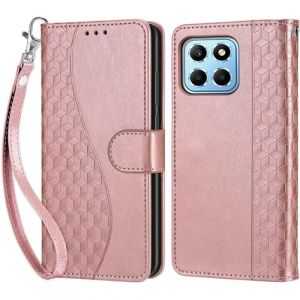 Coque pour Honor 70 Lite, Housse Etui Portefeuille Cuir Multifonction, Fermeture Magn&eacute;tique &agrave; Clapet Anti-Choc Compatible avec Coque Honor X8 5G / X6 4G Book - Or Rose (KENHONER, neuf)