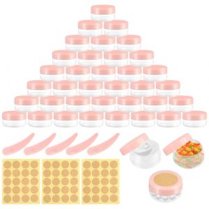 40 Pi&egrave;ces Contenants Cosm&eacute;tiques, 10ml Plastique Pots de Cr&egrave;me Vides, Mini Transparente Pots Cosm&eacute;tiques Vide, Petit Pots Vide Cosm&eacute;tiques pour Lotion, Cr&egrave;me avec Bouchon &agrave; Vis, Spatule et &eacute;tiquette (perzsjvn, neuf)
