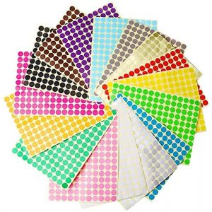 Gomette Ronde,16 Feuilles 10mm Autocollants à Pois Couleur Gommettes 2475 Etiquettes de Points de CercleF Autocollants de Codage pour Calendriers Scolaires Bureau Carte Artisanat Art (Ziranee, neuf)