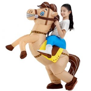 JOYBRO Costume Gonflable de Cowboy à Cheval pour Enfants, Déguisement Drôle de Cowboy pour Garçons et Filles, Parfait pour Halloween, Carnaval, Fêtes à Thème, Anniversaires, Taille Unique 120–150 cm (JOYBRO, neuf)