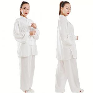 Kung Fu V&ecirc;tements Tai Chi Uniformes Kung FU Costume Arts Martiaux Costume Tenue Wing Chun pour Homme Et Femme,White-M (CHUNHUISHOP, neuf)