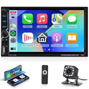 Rimoody Autoradio 2 Din Carplay sans Fil, 7 Pouces Autoradio 2 Din avec &Eacute;cran HD avec Android Auto Mirror Link Bluetooth FM/AUX/USB/EQ/DVR Commande au Volant Cam&eacute;ra de Recul (Rimoody Tech, neuf)
