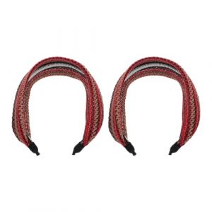 MUCKLILY Lot de 2 Bandeaux Larges R&eacute;tro pour Femmes, Bandeaux Antid&eacute;rapants en Tissu Tress&eacute;, Accessoires Cheveux Boh&egrave;me, D&eacute;corations Cheveux Mode, pour F&ecirc;tes et Usage Quotidien (Senike, neuf)