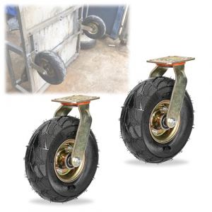200mm 250mm Roulettes Charges Lourdes Type Tout-Terrain Roue Gonflable Pneumatique Lot De 2, Silencieuses Roulettes Pivotantes En Caoutchouc Avec Frein, Une Roue Portant 200 Kg (Color : Swivel, Size (EuroStyle Living, neuf)