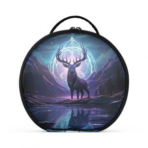 Cerf Violet Au Clair De Lune Créativité Trousse Sac Cosmétique Circulaire de Maquillage Pochette Sacs avec Cloisons Amovibles pour Voyage Filles (HULAHULA, neuf)