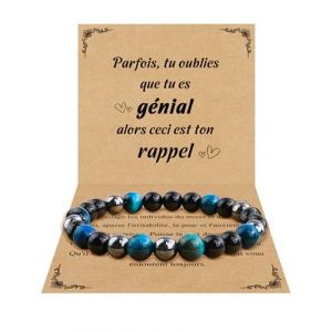 BOCHOI 8mm Bracelets Homme Bracelet Pierre Naturelle, Idee Cadeau Anniversaire F&ecirc;te Des P&egrave;res Noel Saint Valentin Cadeau Pour Papa Mari Copain Obsidienne H&eacute;matite Oeil de Tigre Pierre Bracelet (BOCHOI-FR, neuf)