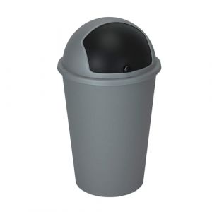Spetebo - Poubelle XXL avec couvercle coulissant couleurs assorties – 50 l – Poubelle ronde avec couvercle dôme – Seau cosmétique poubelle - seau poubelle gris ou blanc. (Special-trends, neuf)