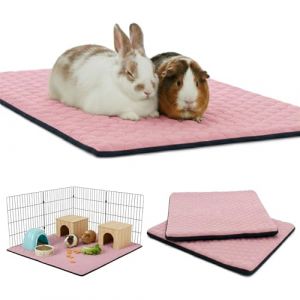 NEO SOLVO Lot de 2 Tapis Litière Polaire pour Cochon d'Inde et Lapin - Absorbant et Imperméable - Lavable - Cage et Enclos - 105 x 70 cm - Rose (Neo Solvo, neuf)