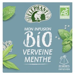 MON INFUSION BIO VERVEINE MENTHE PYRAMIDES X20 -26G, ELEPHANT, LOT DE 4 (IC-Boutique, neuf)