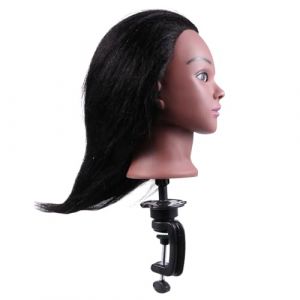 ADOCARN T&ecirc;te de Mannequin Coiffure 14 Pouces Cheveux Naturels Noir Fonc&eacute; Support, T&ecirc;te D'entra&icirc;nement pour Coiffeurs et &Eacute;coles D'esth&eacute;tique, Poup&eacute;e Mannequin Cosm&eacute;tologie Professionnelle (Craneagon, neuf)