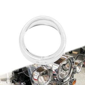 HCmotorku Anneau de phare de moto de 17,8 cm pour Harley Touring Road King Street Glide Electra Glide Softail Chrome (Hcmotorku, neuf)