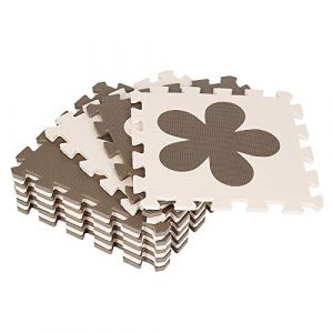 48 Pi&egrave;ces Dalles Mousse Doux Tapis pour Enfants B&eacute;b&eacute; Puzzle Tapis en Mousse EVA Activit&eacute; Tapis de Jeu Carreaux, Beige and Marron,Enfants Jouer en Mousse en EVA Souple Gym (Hechheu, neuf)