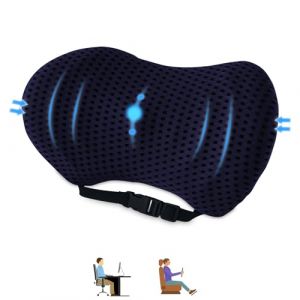 Aipwerer Coussin Lombaire Voiture,Oreiller de Soutien Lombaire pour Chaise de Bureau et Siège de Voiture,Coussin de Dossier avec Sangle Réglable,pour Maison,Bureau,Voiture (Bleu Marine) (SZKYDGS, neuf)