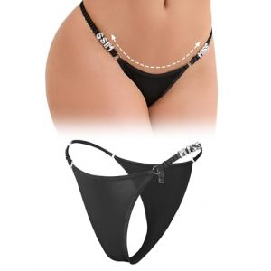 ohyeahlady Mini String Femme Sexy Chic Hot Grande Taille Micro Maillot De Bain String Ficelle Bikini Tanga sans Couture Invisible Bas De Bain sous Vetements Feminins Thong T-Back Noir,XXL (ohyeahlady, neuf)