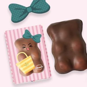 Ourson Guimauve XL | Guimauve Vanille enrobé de Chocolat Lait ou Noir | Anniversaire Remerciement Fête des Pères Plaisir d'offrir Saint Valentin Fête des Mères Pâques Noël (Sac, Chocolat Lait) (CHOCODIC Maître artisan chocolatier depuis 1995, neuf)