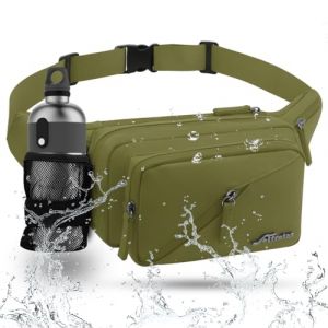 REETEE Sac Banane pour Femme et Homme Imperm&eacute;able Sacoche Banane avec Porte Bouteille, Grande Capacit&eacute; Ceinture r&eacute;glable Banane Homme pour Balade Escalade Sport Fanny Pack Waist Pack (Vert) (REETEE, neuf)
