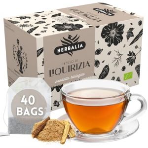HERBALIA - Infusion de Réglisse en Sachets, Boîte de Tisane à la Réglisse de 40 Sachets Sans Agrafes Métalliques, 80 g de Réglisse pour Infusions et Tisanes (Family At Home, neuf)