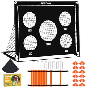 Gofady But de Football pour Enfants, Filet de Football 2 en 1 avec 5 Cible et Sac de Transport, Cage de Foot Enfant Exterieur pour Jardin Int&eacute;rieur et Ext&eacute;rieur(1.2M/1.5M) (Noir, 120 * 90 * 90CM) (AG-Hong, neuf)