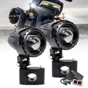 CO LIGHT Gen 2 Phare Moto LED 70W Feux Brouillard 7 Modes Blanc Ambre Étanche IP68 Securite Nuit Pluie Feux Additionnels Moto Universel pour Moto Quad SSV Harnais Supports Inclus, 2 Pièces Rond (colight, neuf)